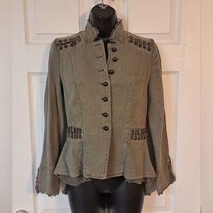 Free People Khaki Green Military Jacket